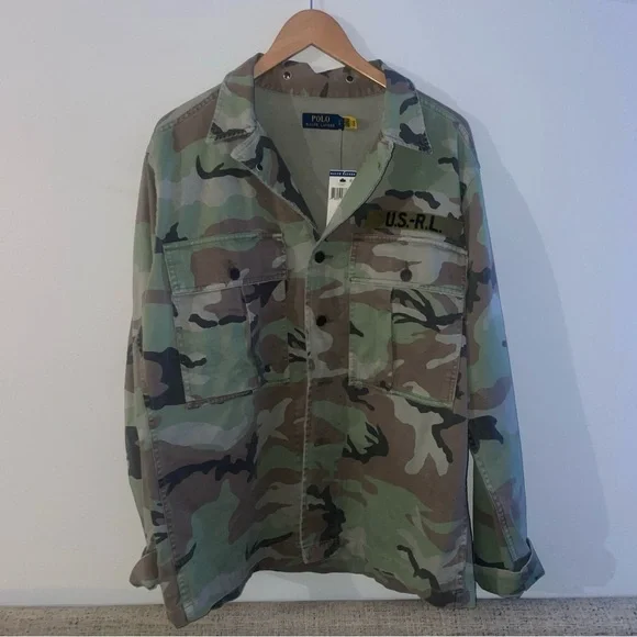 Polo Ralph Lauren Camo Military Over Shirt U.S.-R.L. Jacket Camouflage ( L ) - Picture 2 of 12